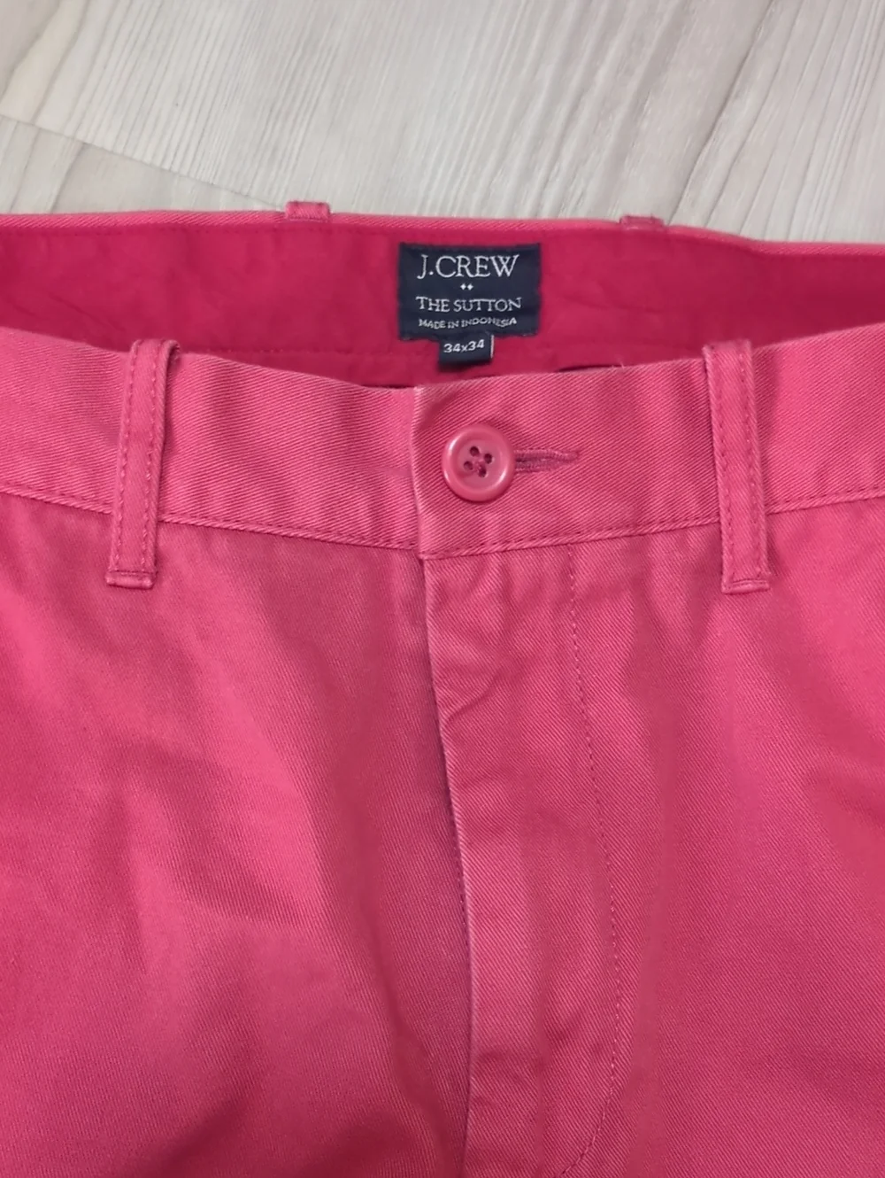 J.Crew The Sutton Chino Pants Mens 34x34 Raspberry Pink Red 100% Cotton Preppy